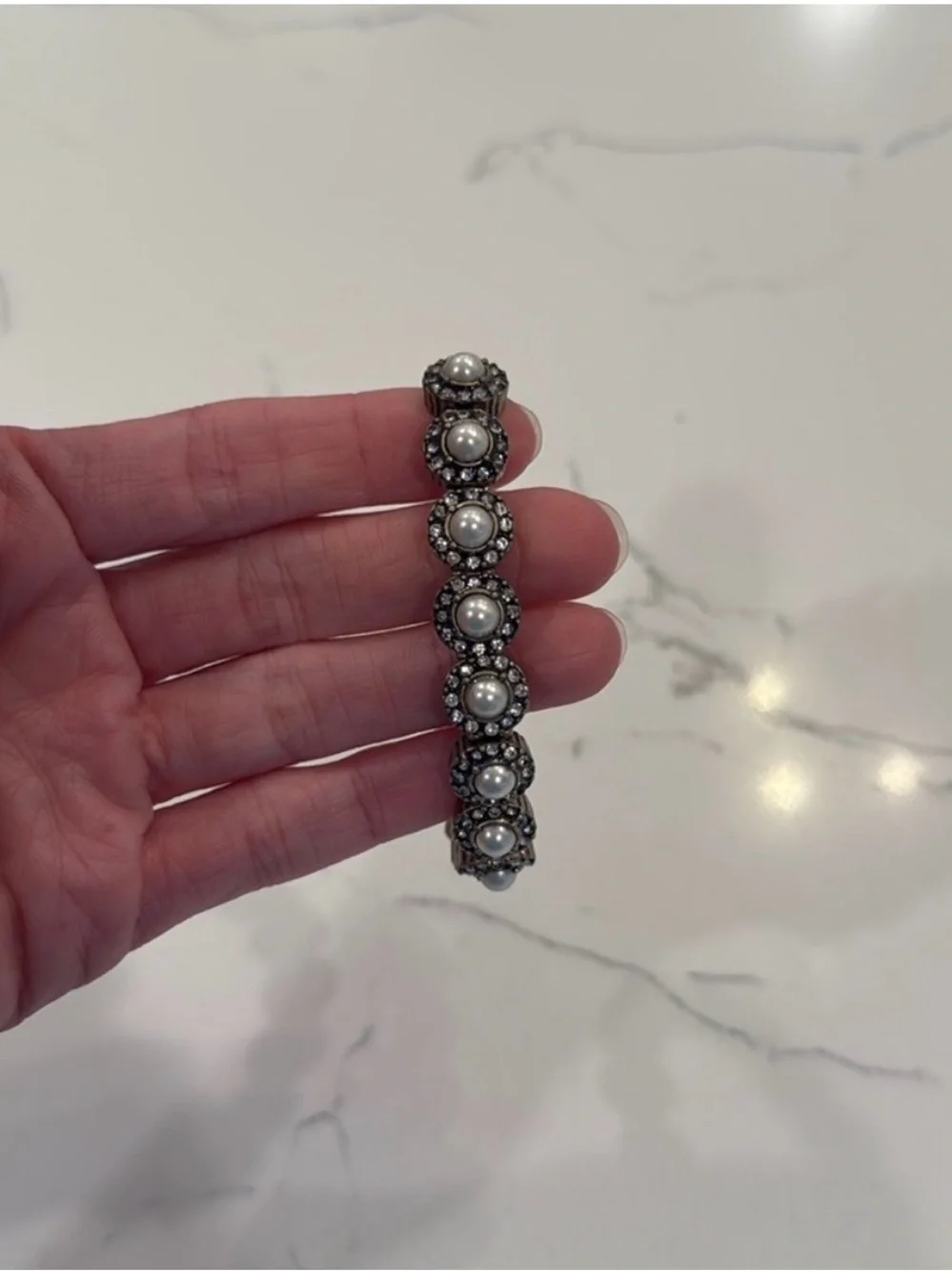 LOFT gold and pearl stretch bracelet